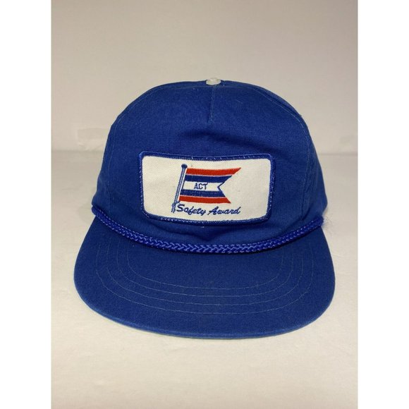 Vintage Yupoong ACT Safety Award Blue Snapback Hat - Picture 1 of 6